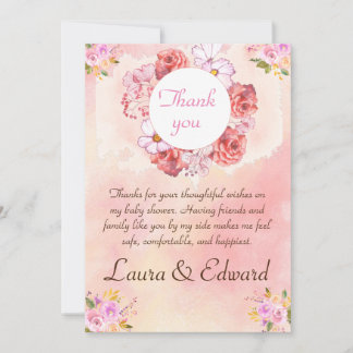 Tarjeta de agradecimiento para la ducha de bebé