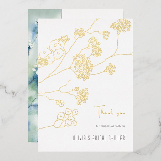 Tarjeta de agradecimiento para la ducha de novia d (Anverso/Reverso)