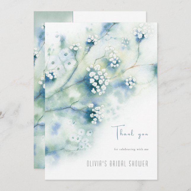 Tarjeta de agradecimiento para la ducha de novia d (Anverso / Reverso)