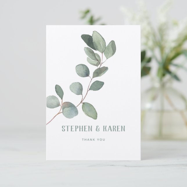 Tarjeta de agradecimiento para la elegante boda de (Anverso de pie)