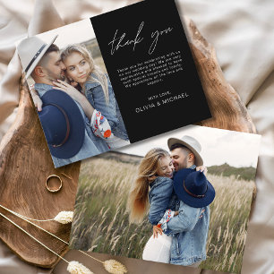 Tarjeta de agradecimiento para la elegante boda de