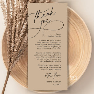 Tarjeta de agradecimiento para la elegante configu