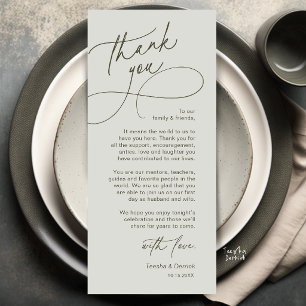 Tarjeta de agradecimiento para la elegante disposi
