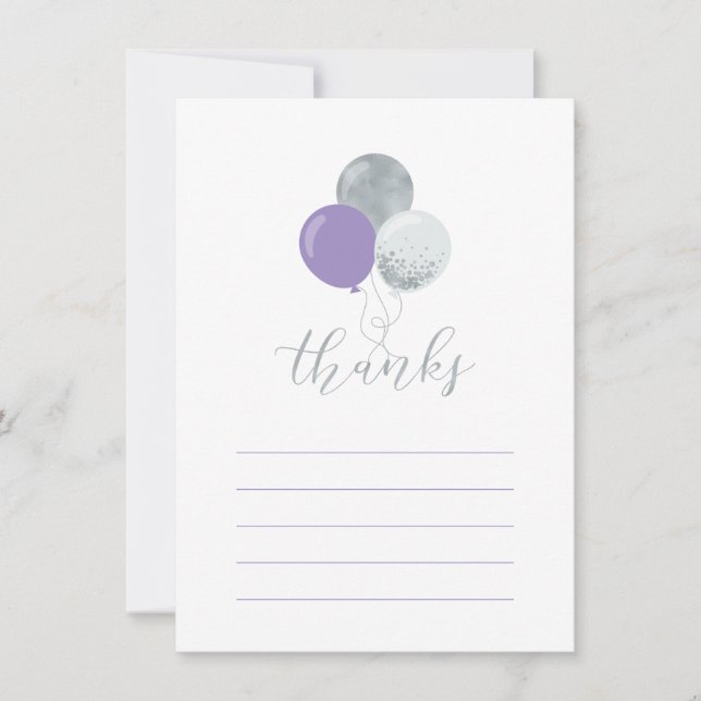 Tarjeta de agradecimiento para la fiesta con globo (Anverso)