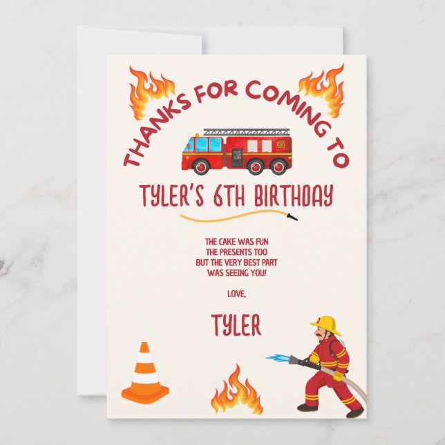 Tarjeta de agradecimiento para la fiesta de cumple (Anverso)