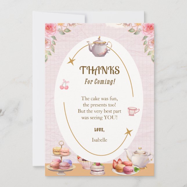 Tarjeta de agradecimiento para la fiesta de cumple (Anverso)