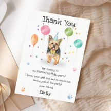 Tarjeta de agradecimiento para la fiesta de cumple