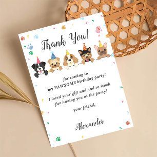 Tarjeta de agradecimiento para la fiesta de cumple