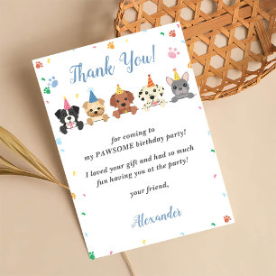Tarjeta de agradecimiento para la fiesta de cumple