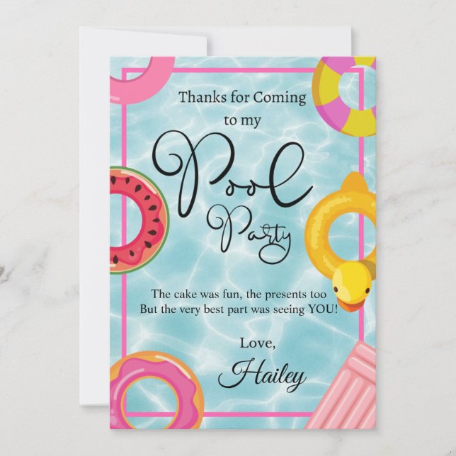 Tarjeta de agradecimiento para la fiesta de cumple (Anverso)
