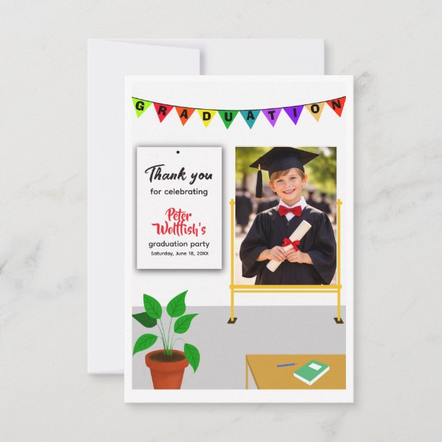 Tarjeta de agradecimiento para la fiesta de gradua (Anverso)