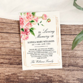 Tarjeta de agradecimiento para la memoria floral r