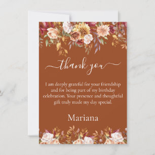 Tarjeta de agradecimiento para las flores de folla
