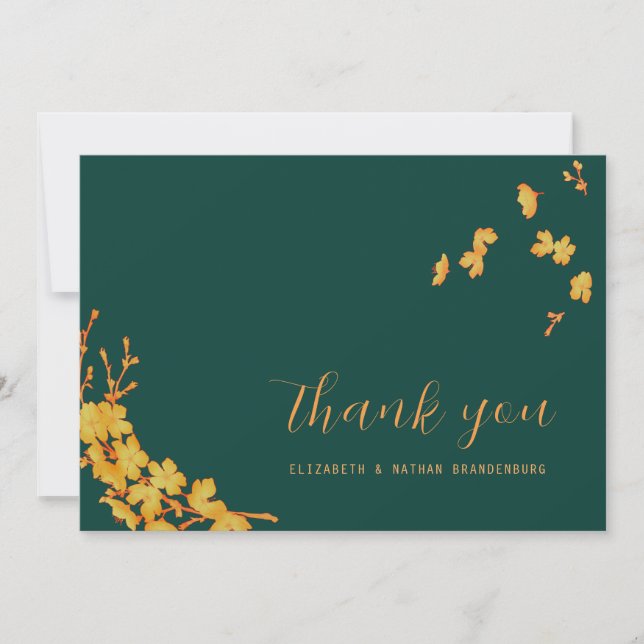 Tarjeta de agradecimiento para las flores de oro y (Anverso)