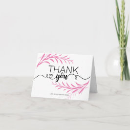 Tarjeta de agradecimiento para las hojas rosadas