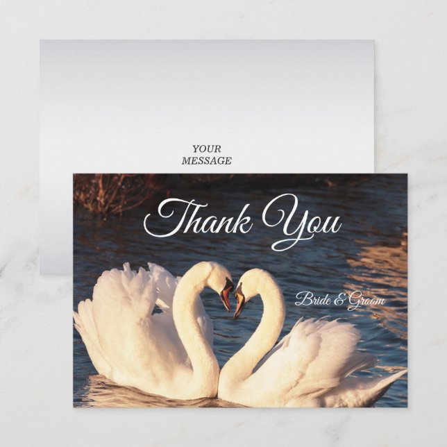 Tarjeta de agradecimiento para los cisnes blancos (Anverso / Reverso)