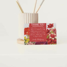 Tarjeta de agradecimiento para los floridos rojos