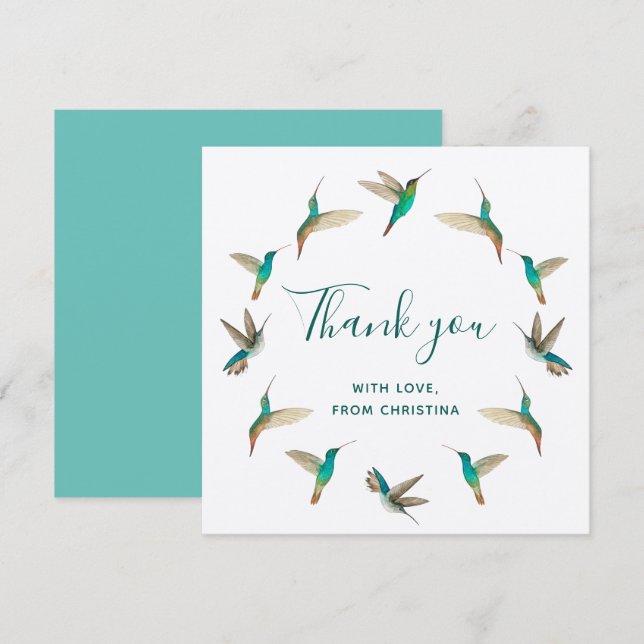 Tarjeta de agradecimiento para los Hummingbirds Tu (Anverso / Reverso)