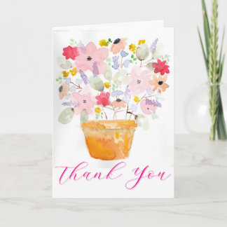 Tarjeta de agradecimiento para maceta de flores