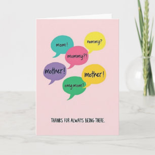 Tarjeta de agradecimiento para madre colorida