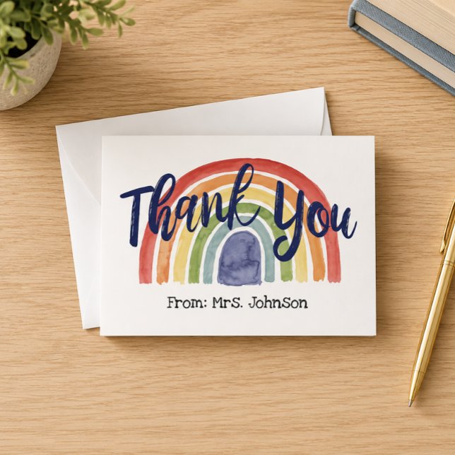 Tarjeta de agradecimiento para maestro arcoíris (Teacher Personalized Thank You)