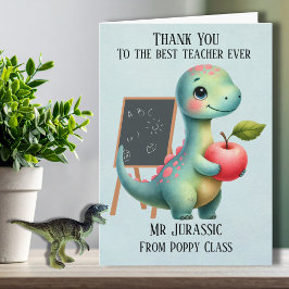 Tarjeta de agradecimiento para maestro de dinosaur