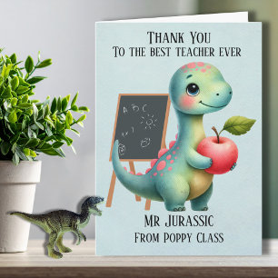 Tarjeta de agradecimiento para maestro de dinosaur