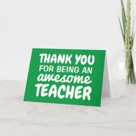 Tarjeta de agradecimiento para maestro verde