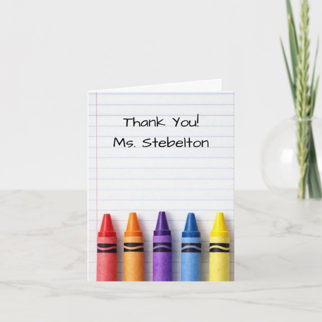 Tarjeta de agradecimiento para maestros con crayon (Anverso)