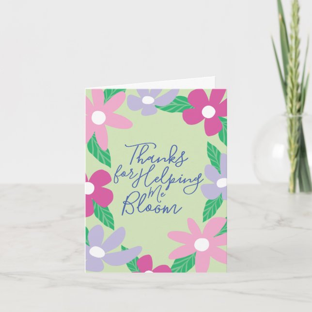 Tarjeta de agradecimiento para maestros con diseño (Anverso)
