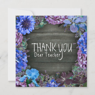 Tarjeta de agradecimiento para maestros con flores