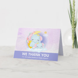 Tarjeta de agradecimiento para mamá y bebé Elephan