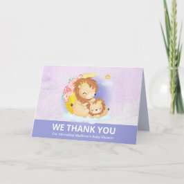 Tarjeta de agradecimiento para mamá y bebé león mo
