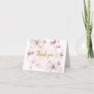 Tarjeta de agradecimiento para mariposa dorada ros