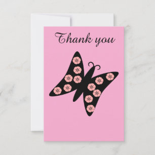 Tarjeta de agradecimiento para mariposa floral neg