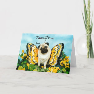 Tarjeta de agradecimiento para mariposa Pug
