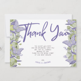 Tarjeta de agradecimiento para mariposa y chica fl