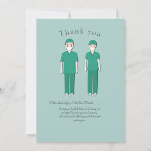 Tarjeta de agradecimiento para médico y enfermera