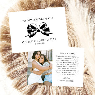 Tarjeta De Agradecimiento Para Mi Dama de Honor Lazo Coquette Día de la Boda
