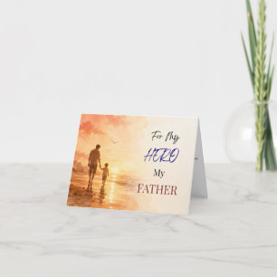 Tarjeta De Agradecimiento Para mi héroe mi padre Día del Padre Playa