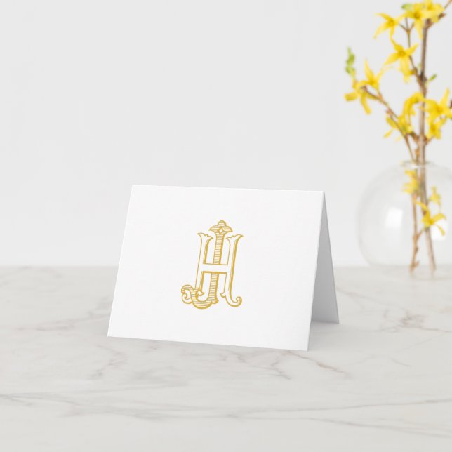Tarjeta de agradecimiento para monograma HJ o mono (flor amarilla)