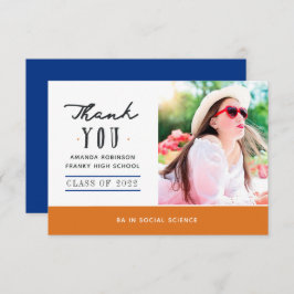 Tarjeta de agradecimiento para Naranja y graduació