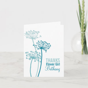 Tarjeta de agradecimiento para niña de las flores 