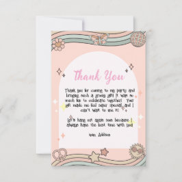 Tarjeta de agradecimiento para niñas Groovy