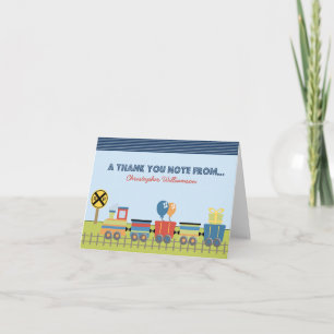 Tarjeta de agradecimiento para niños Choo Choo (az