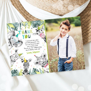 Tarjeta de agradecimiento para niños con animales 