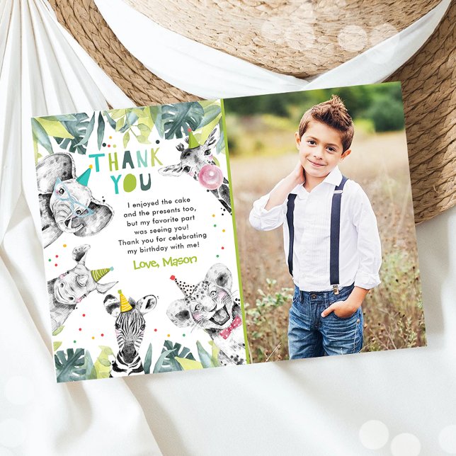 Tarjeta de agradecimiento para niños con animales  (Subido por el creador)