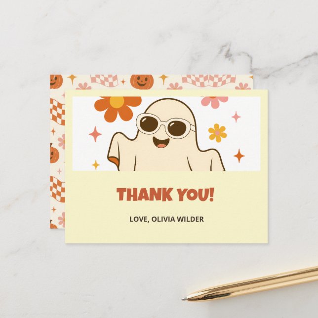 Tarjeta de agradecimiento para niños con fantasma  (Anverso/Reverso In Situ)