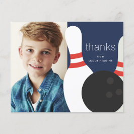 Tarjeta de agradecimiento para niños de bolos econ