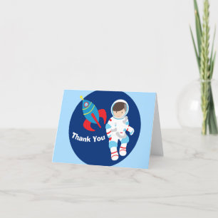 Tarjeta de agradecimiento para niños de cohete esp